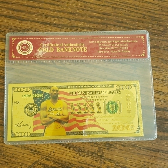 Kobe Bryant Other - 3/$20 Kobe Bryant 24k Gold Plated $100 Bill
